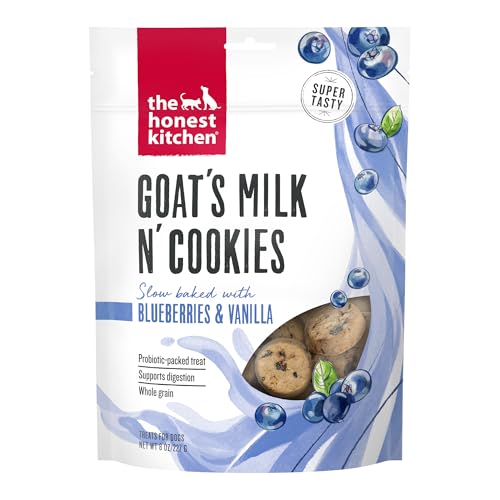 The Honest Kitchen Human Grade Dog Treats Goat's Milk N' Cookies: Slow Baked with Blueberries & Vanilla, 8 oz Bag