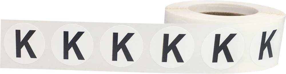 Letter K Inventory Labels .75 Inch Round Circle Dots 500 Adhesive Stickers
