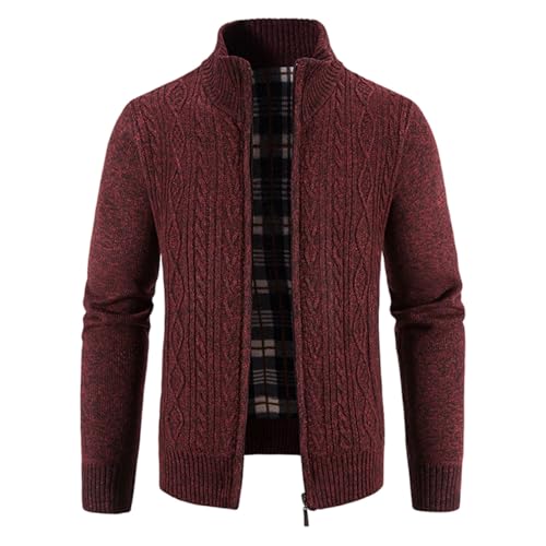 Men's Full Zip Up Cardigan Sweater Stand Collar Long Sleeve Knitted Casual Slim Fit Warm Winter Outwear2
