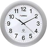 Lorell  LLR60996 Radio Controlled Arabic Numeral Analog Wall Clock, Daylight Saving Radio-controlled, 12-Inches,Silver