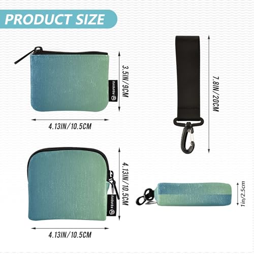 Dark Green Gradient Women's Dual Wallets Busniess Card Cases Small Portable Zipper Purse Wallet with Zipper Pocket for Women Men 2 Packs4