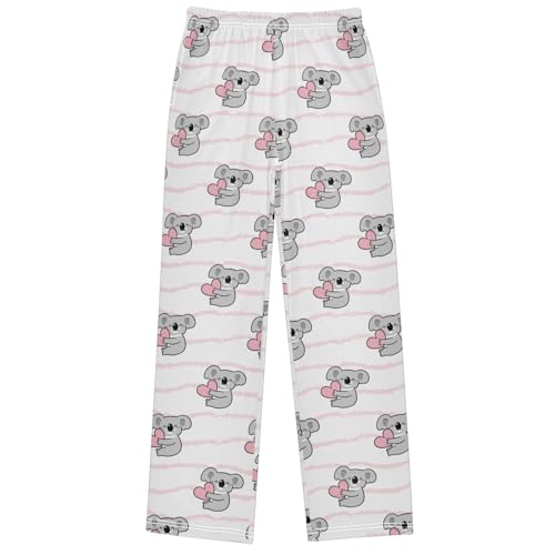 Boy's Pants Koala Bear Hug Pink Heart Jogger Pants Elastic Waist Long Bottoms Trousers with Pockets 6-14 Years