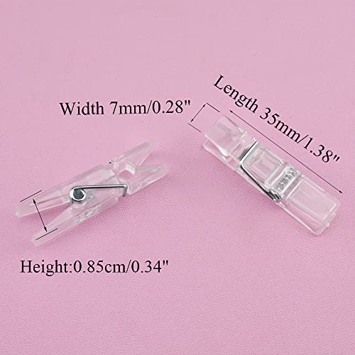 Image of HAHIYO Plastic Clothespins Good Clarity Clips Strong Sturdy Firm Hold Clamp Tight Easy Use No Pin Hole on Fabric for Hanging Photos Postcards Memos Baby Shower Paper Line, Transparent, 1.38 inches