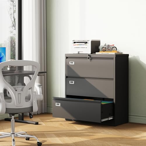 Image of DEVAISE 3 Drawer Lateral File Cabinet for Home Office, Assembly Required