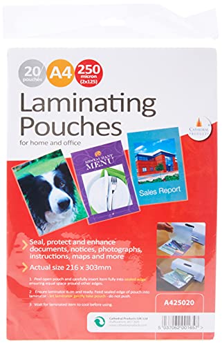 Cathedral Laminating Pouches, 250 Micron A4, 20 Pouches