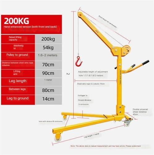 Electric 12V Mobile Crane, 300kg Capacity Household Vehicle-Mounted Hoist, Lightweight Manual Lifting Equipment for Easy Transport and Use
