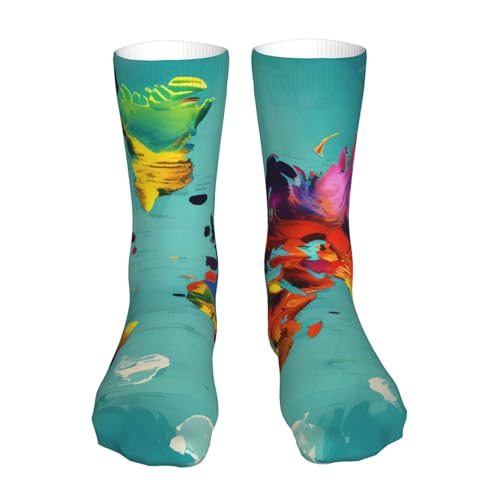 KLJnmbb Calcetines de tubo hasta la rodilla con estampado de mapa del mundo, cómodos, atléticos, uso diario, regalo, viajes, vacaciones