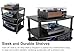 Rockville FLX Black Adjustable Height 4 Shelf Home Theater Audio Rack Stand, 24