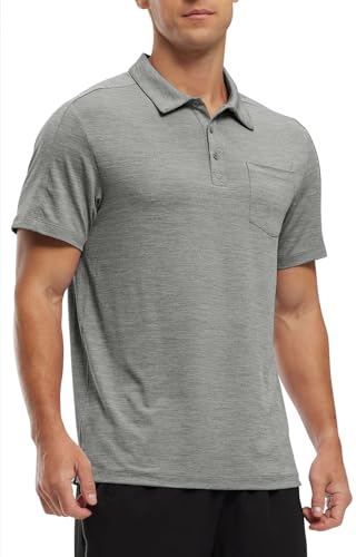 Image of Rdruko Men's Polo Shirts Short Sleeve Quick Dry Outdoor Golf Sports Shirts with Pocket