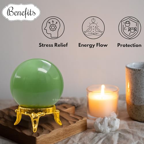 Image of Certified Green Aventurine Crystal Ball for Meditation | Premium Crystal Vastu Items for Home and Feng Shui Items for Good Luck - Pooja Supplies and Spiritual Practices (1.5 inch Inch)