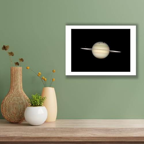 Impression d'art mate haut de gamme Télescope Hubble Saturne quadruple transit