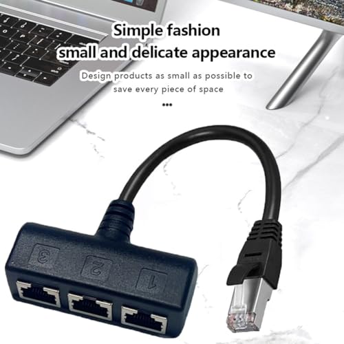 Image of RJ45 Ethernet Splitter 1 to 3 Network Adapter, RJ45 1 Male to 3 Female LAN Ethernet Adapter Cable, Suitable for Super Cat5, Cat5e, Cat6, Cat 7, Cmpatible with ADSL, TVs, Set-top Boxes, Routers