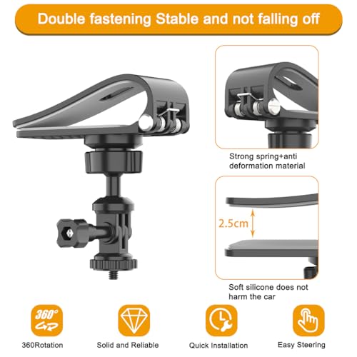 Image of STHIRA Car Sun Visor Mount, Vlog Video Holder, Quick Clip Mount Compatible with Go Pro Hero 13 12 11 10 9 8 7 6 5 4, for DJI Osmo Action 5 Pro /4 /3 for Insta 360 X5 X4 X3 Ace Pro2 Camera Accessories