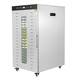 Commercial Food Dehydrator 20 Trays, 1700W Stainless Steel Food Dryer Machine with 4 Wheels and LED Display, 194°F Temperature Control for Herbs, Meat, Fruit, and Yogurt