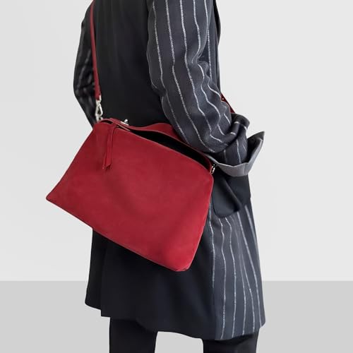 Bolsa tote de cuero gamuza para mujer miniatura 3