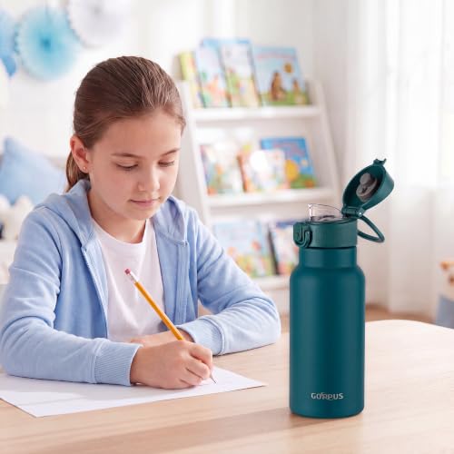 Image of GOPPUS 17oz Insulated Water Bottle with Leak-Proof Flip Lid & Carry Handle,Double-Wall Stainless Steel Bottle for School,Outdoor,and the Gym(Blue)