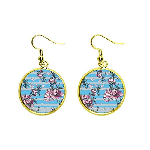 Pendientes dibujo de rododendro colgantes dorados joyería mujer arte vegetal drop