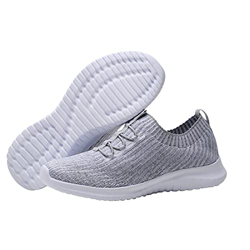 Konhill Women's Comfortable Walking Shoes - Tennis Athletic Casual Slip On Sneakers 5 Us L.gray,35 #TOP2