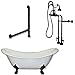 Cambridge Plumbing DE60-DH-ORB Cast Iron Double Ended Claw foot Tub 60" X 30" with 7" Deck Mount Faucet Drillings and Oil Rubbed Bronze Feet