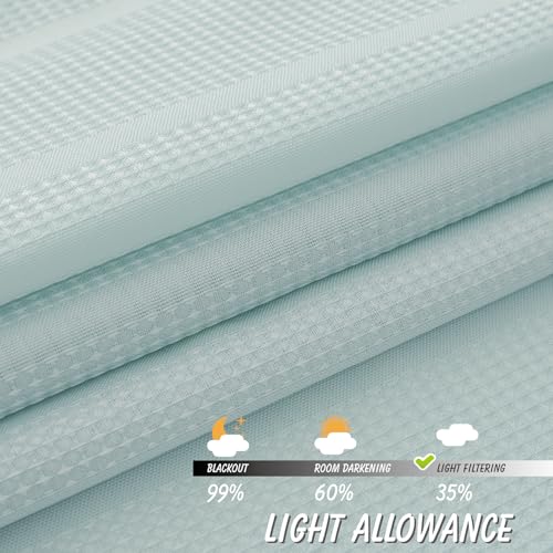Home Queen Waffle Tier Curtains for Bathroom, Water Repellent Rod Pocket Small Drapes, 30 W X 45 L Inch Each, Solid Blue — view 6
