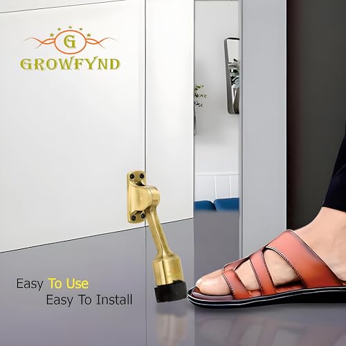 Image of Premium 5 inch Door Stopper Rubber Powerful Working with Screw | Wooden Door Stoper to Stop Door for All Door Home | Office | Hotel (5 Inch Brass Antique, Pack of 2)