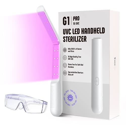 UV Sanitizer Wand, GUESO G1 PRO Portable UVC Sanitizing Light Wand UV Light Sanitizer Wand Ultraviolet light Wand Foldable & Rechargable For Home Hotel Travel Car Kills 99% of Germs & Virus