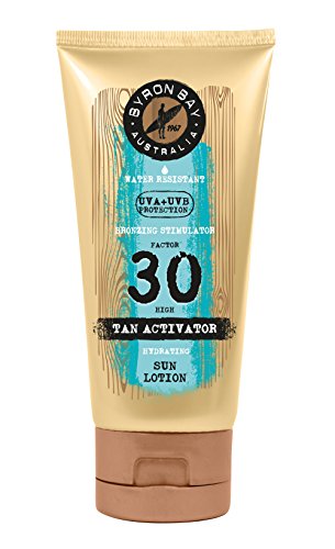 Sonnenschutz LSF 30 von BYRON BAY | 100 ml Tube Tan Activator | Nicht fettende Sonnencreme mit Bräunungsbeschleuniger | Schutz und Bräune in einem Cover
