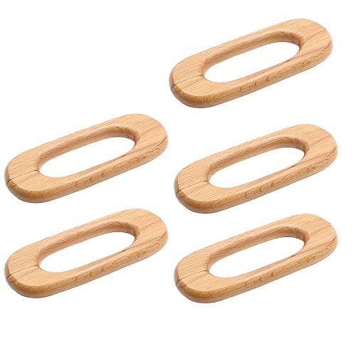 Uenhoy 10 Pcs Natural Wood Cabinet Pulls Handles Solid Wood Handles For Kitchen Cabinets And Drawers - 5" Length, 3-3/4" Hole Spacing #TOP3