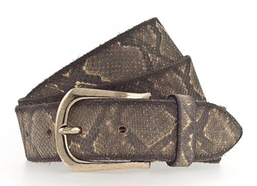 Sabia Gürtel Leder dunkel grau gold metallic 100 cm100cm