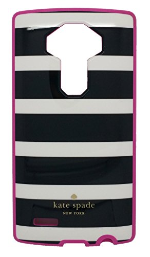 Kate Spade New York Flexible Hardshell Phone Case - LG G4 - Black White Stripes, Pink