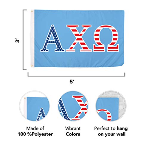 Alpha Chi Omega Usa Letter Sorority Flag 3 Feet X 5 Feet Banner Greek Sign Decor Axo (Flag - Usa) #TOP1