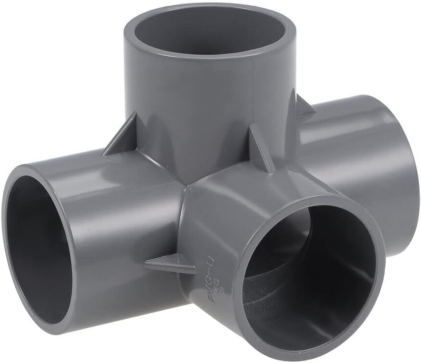 Toolparts And Accessories 4 Way 40mm Tee PVC Fitting Elbow - PVC Furniture - PVC Elbow Fittings Gray 2Pcs (#CN#130824-12759)