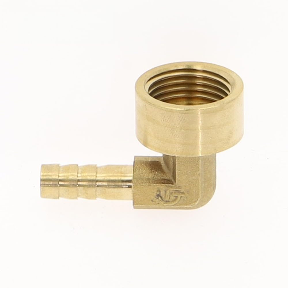 Conector de acoplamiento de latón en forma de codo con púas de 8~16 mm para manguera x 1/4" 3/8" 1/2" con rosca hembra, adaptador de 3/8"