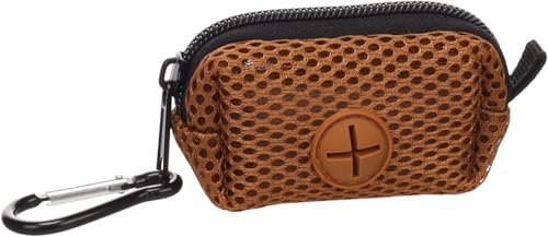 porta sacchetti cane - Misha Marrone - pochette in poliestere con finitura mesh - chiusura lampo - moschettone - 1 rotolo incluso - Flamingo