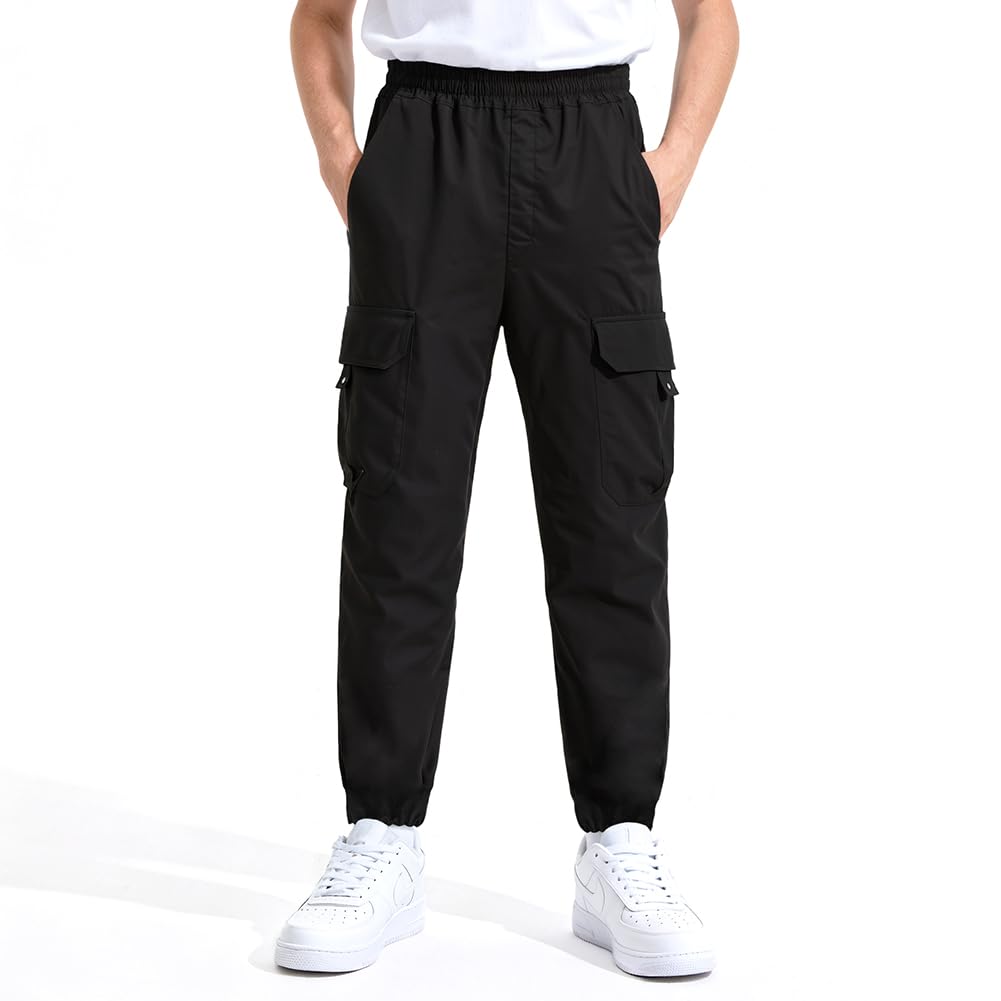 Pantalones para Niño, Pantalones Cargo Junior Jogger con Cintura Elástica y Talón Ajustable, dos Bolsillos Grandes, 7-15 Años