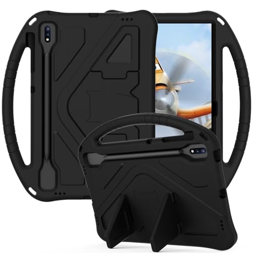 Coque Samsung Galaxy Tab S7 FE et S7 Plus noire en mousse EVA antichoc pour enfant