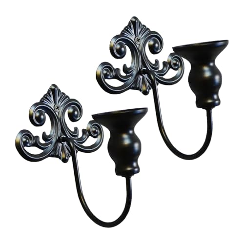 MagiDeal 2 Apliques de Pared para Velas, candelabro Decorativo para Chimenea, Boda, Dormitorio, centros de Mesa, Negro