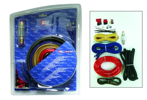 KDX-Audio Kit de Potencia. Kit de cableado para instalación amplificadores o subwoofers de Coche AWG 7-10mm2. Cable RCA, Cable de alimentación, Cable de Masa y terminales.
