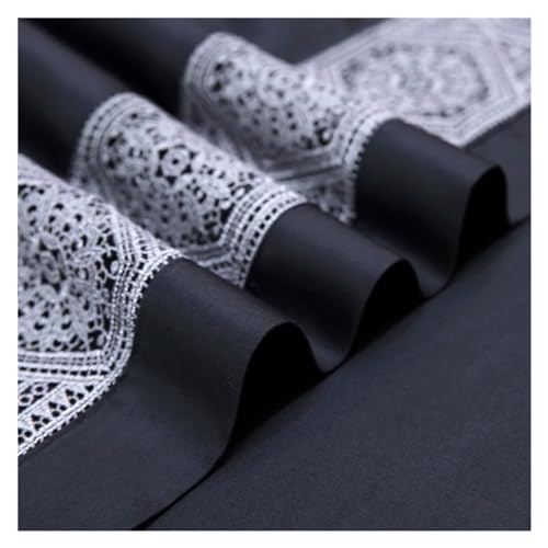 Ropa de cama de algodón egipcio King de 4 piezas con sábana plana 5