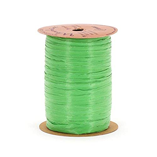 Berwick Offray 1/4'' Wide Matte Raffia Ribbon, Apple Green, 100 Yards, 7MM