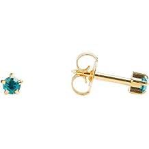 Studex 24K Gold-Plated Blue Zircon Stud Earrings - December Birthstone | 3mm 5-Prong Design | Hypoallergenic and Nickel Safe for Sensitive Ears | High Fashion Earrings for Women