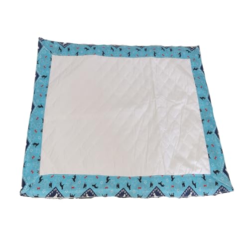 Tapete Higiênico Pet Cães e Gatos Impermeável Branco Grande Reutilizável Lavável Azul Turquesa
