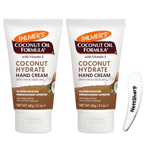 2x Palmer's Coconut Hydrate Hand Cream with Vitamin E, 60g, with Cosmetic Spatula, 48-Hour Moisture