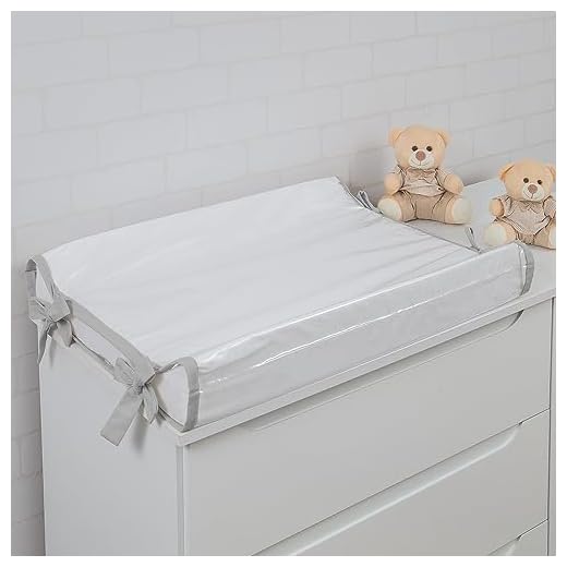Trocador Americano Para Comoda Bebe Fralda Impermeável Anatomico com Abas Portátil Com Zíper Branco Com Cinza (60cm x 40cm)