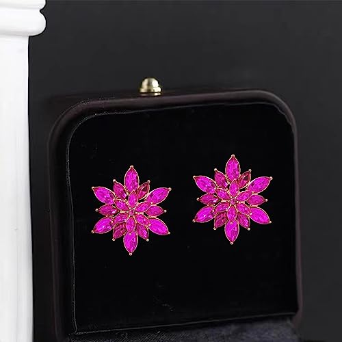 Crystal Flower Burst Stud Earrings - Elegant Hypoallergenic Large Big Sparkly CZ Cubic Zirconia Rhinestone Daisy Sunflower Floral Cluster Flower Stud Earrings Bridal Wedding Party Prom Costume Jewelry for Bride Bridesmaids Women Birthstone Birthday Gift3