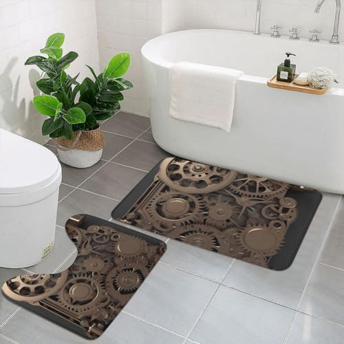 Tapis de bain antidérapant et absorbant Steampunk noir en microfibre