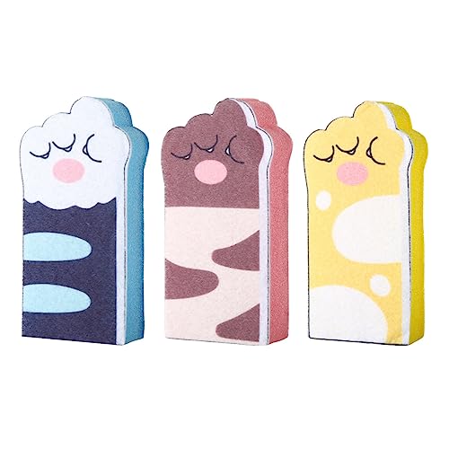 Image of 3pcs Cat Footprint Shape Cleaning Dish Sponge Set Scrubber Double-Sided Kitchen Cloth Scrubber for Dishwashing, Bathroom Plate