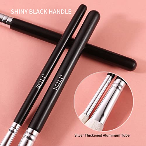 BEILI Professional Eye Makeup Brush Set,15 Pieces Synthetic and Natural Hair Eyeshadow Eyeliner Eyebrow Blending Concealer Make up Brushes (Black/Silver) - Image 5