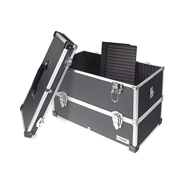 HMF 14660-02 Alu Werkzeugkoffer leer, 2 Etagen, 44 x 32,5 x 24 cm, schwarz – Bild 4