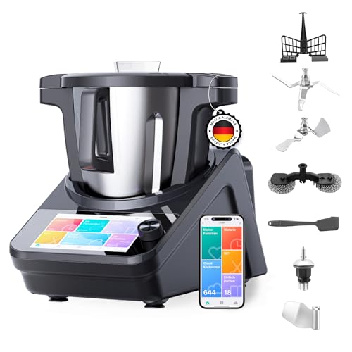 Lifenaxx Máquina de Cocina Inteligente Master Chef LX-050 – Bol de acero inoxidable de 3L, Wi-Fi y App, Pantalla táctil de 7″, 15 programas automáticos: Sous-Vide, vapor, amasado, pesaje, fermentación